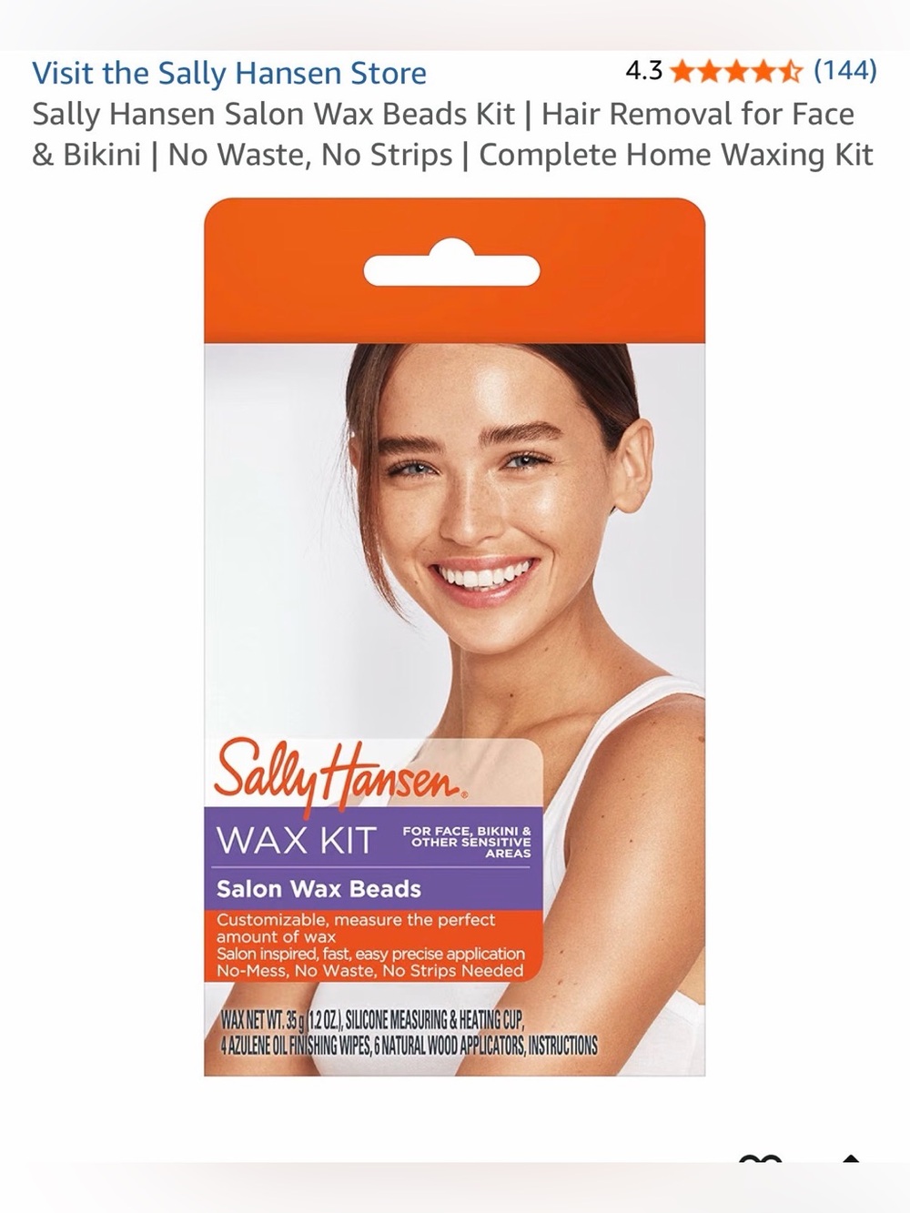 Sally Hansen Orange Wax Kit – Salon Wax Beads for Face & Bikini